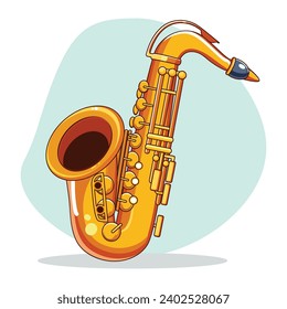 cartoon saxophone musical instrument design 