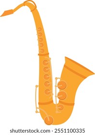 Um saxofone de desenho animado de cor amarela