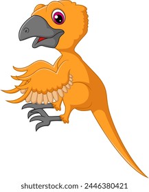 Cartoon scansoriopteryx on white background of illustration