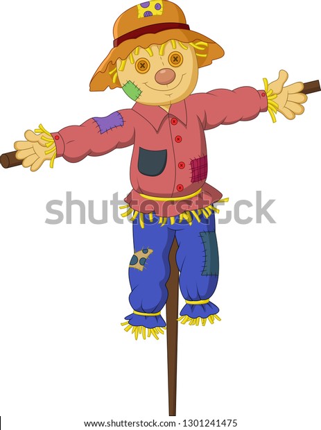 Cartoon Scarecrow Isolated On White Background Stock Vector (Royalty ...