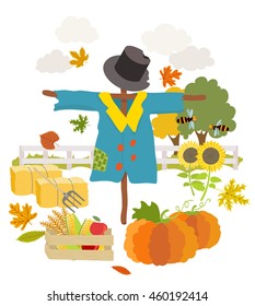 cartoon scarecrow. vector illustration