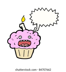 cartoon scared birthday cupcake