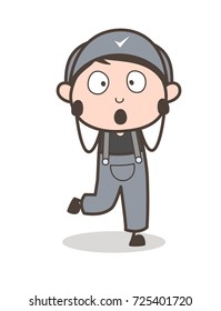 Cartoon Scared Boy Face Vector Illustration