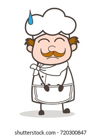 Cartoon Scared Chef Face with Cold Sweat Vector