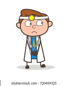 Cartoon Scared Dentist Expression Vector Illustration