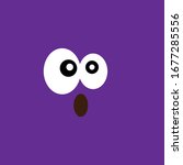 cartoon Scared face.vector illustration.purple background