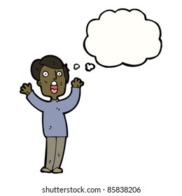 cartoon scared man with thought bubble cartoon scared man with thought bubble