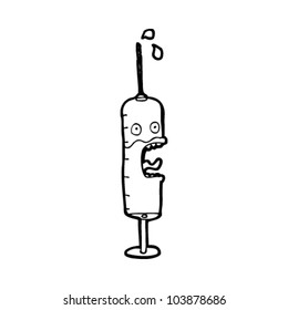 cartoon scared needle character