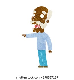 caricatura de un anciano asustado señalando