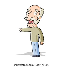cartoon scared old man pointing
