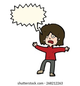 cartoon scared person with speech bubble