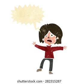 caricatura de una persona asustada con burbuja de habla