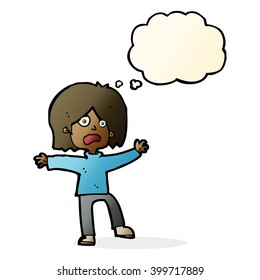 cartoon scared person with thought bubble