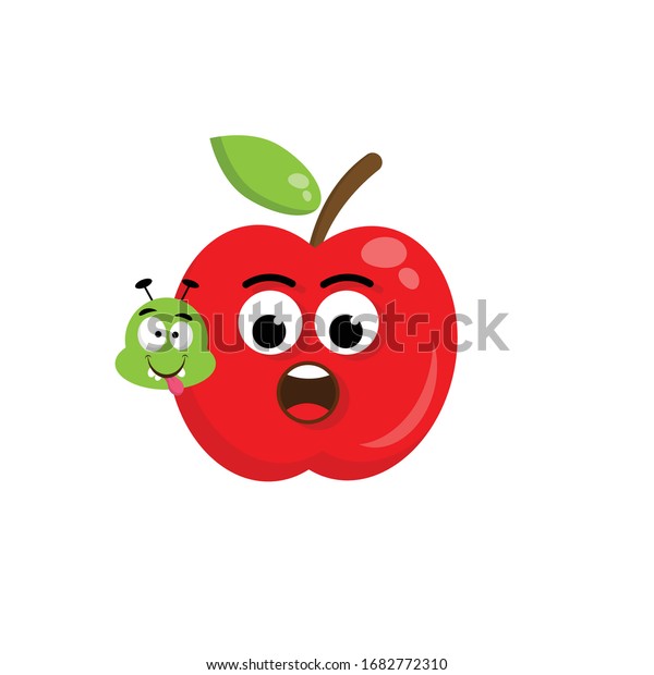 Cartoon Scared Red Apple Caterpillar Head Stock Vector (Royalty Free ...