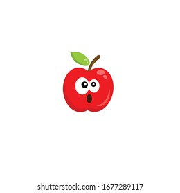 Cartoon Scared Red Apple.vector illustration.