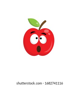 Cartoon Scared Red Apple.vector illustration.