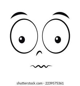 Cartoon scared and surprised face. Scared expression vector illustration.
