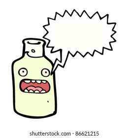 botella de vino asustada de dibujos animados