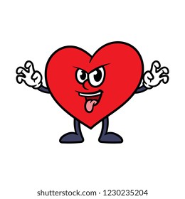 Cartoon Scaring Heart Character