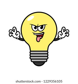Cartoon Scaring Light Bulb Character
