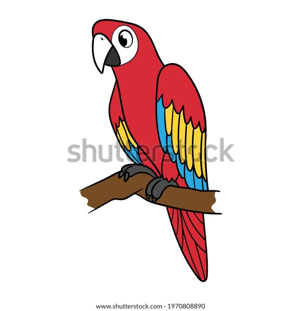 Cartoon Scarlet Macaw Parrot Vector Illustration Stock Vector (Royalty ...