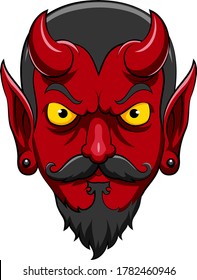 Cartoon scary devil head mascot of illustration