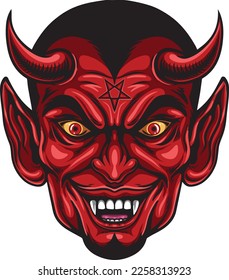 Cartoon scary devil head mascot