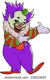 cartoon scary evil clown isolated 