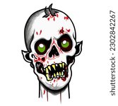 Cartoon scary fantasy zombie portrait drawing, vector EPS 10 illustration