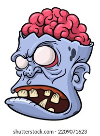 Cartoon scary green zombie character design. Halloween vector illustration isolated on white. 