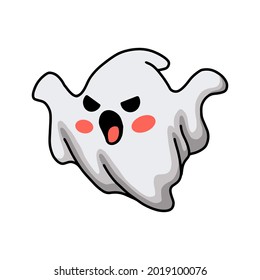 Cartoon scary halloween white ghost