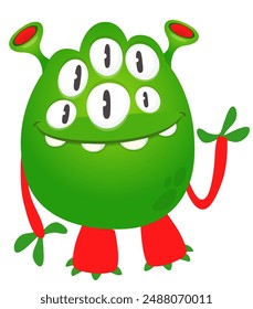 Cartoon scary monster alien. Vector illustration 