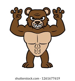 Cartoon Scary Muscular Bear