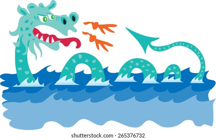 A Cartoon Scary Sea Serpent