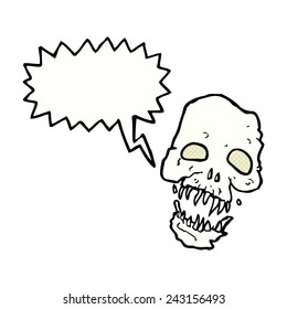 cartoon scary skull with speech bubble