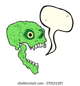 cartoon scary skull with speech bubble