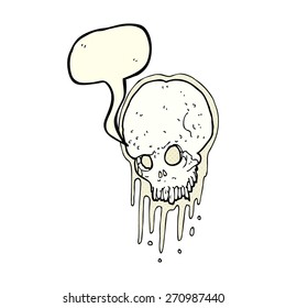 cartoon scary skull with speech bubble