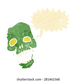 cartoon scary skull with speech bubble