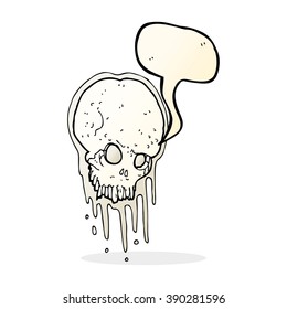 cartoon scary skull with speech bubble
