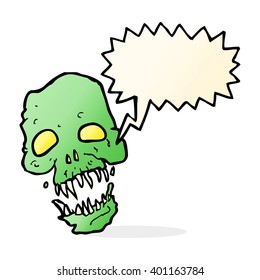 cartoon scary skull with speech bubble