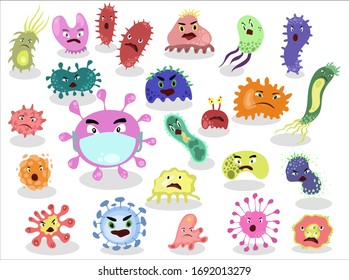 Cartoon scary viruses and bacteria