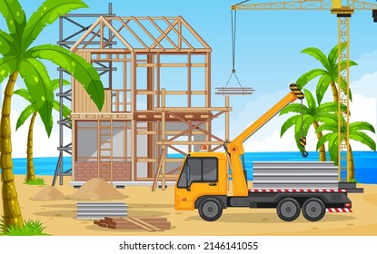 Cartoon-Szene der Baustelle Illustration