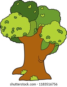 cartoon scene with colorful vector tree - illustration for children