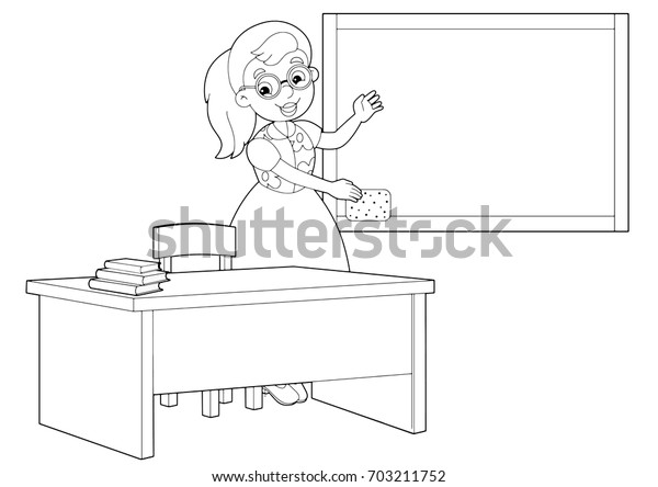 Cartoon Scene Teacher Classroom Holding Hands Stock Vector (Royalty ...