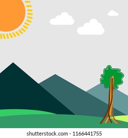 Cartoon Scenery Landscape Background Vector Illustration