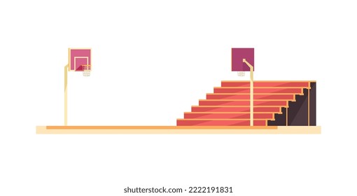 Cartoon school athletic field with baskets vector illustration