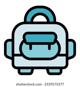 Cartoon school backpack icon symbolizing education, learning, and student life