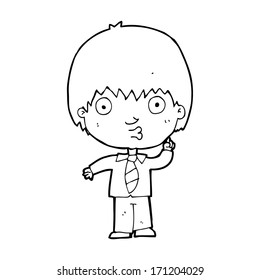 cartoon school boy answering question