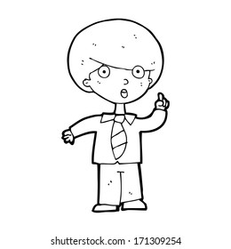 cartoon school boy answering question