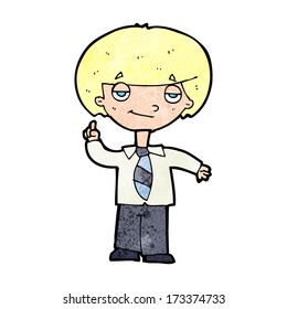 cartoon school boy answering question
